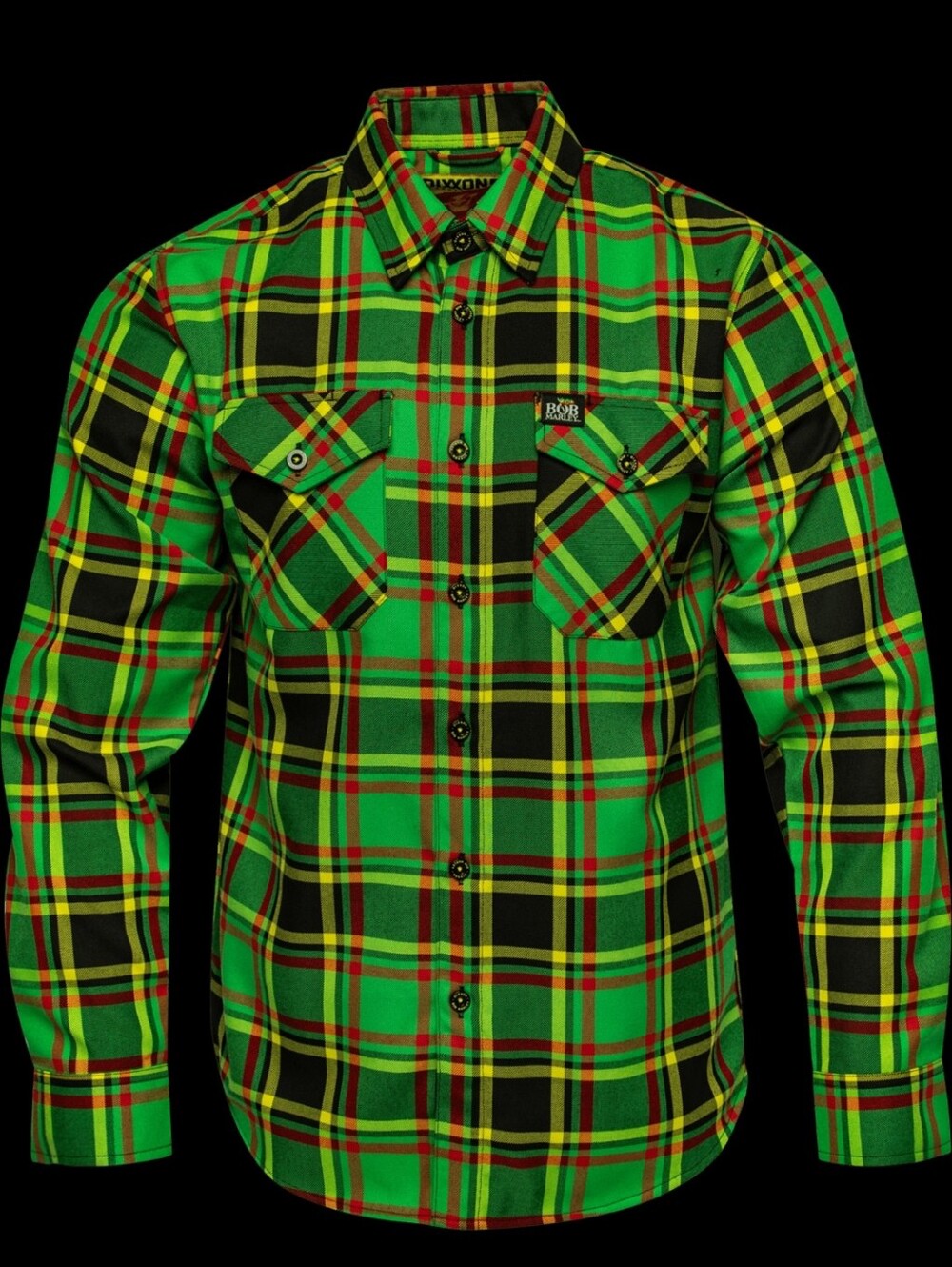 Dixxon Flannel Co Mens Bob Marley 2026 Long Sleeve Green Yellow Red
